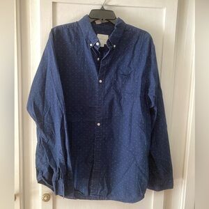 American Eagle Outfitters Dark Blue Casual Button-Down Shirt